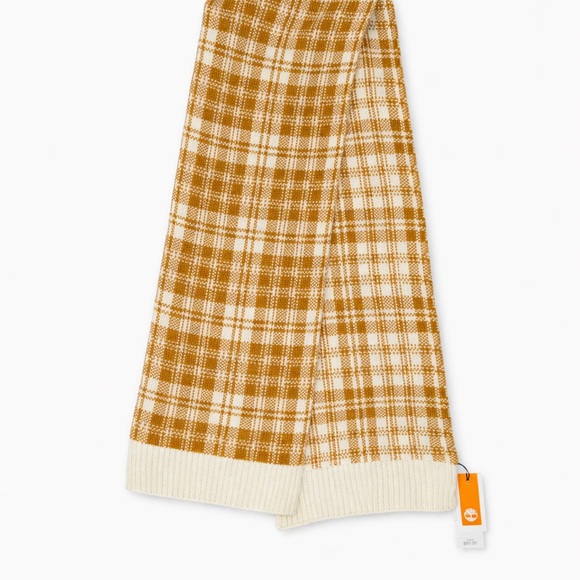 Timberland Accessories - NWT Timberland Mustard and Cream Plaid Knit Scarf